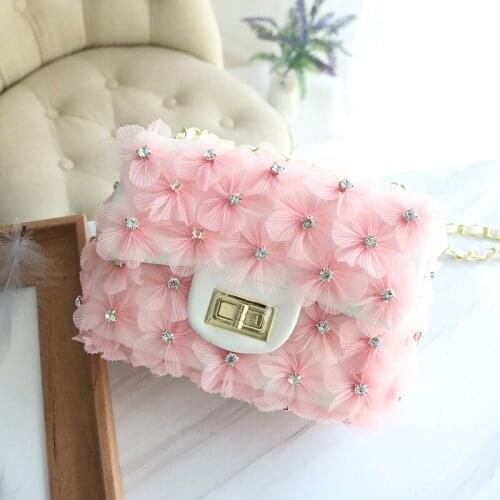 2020 Summer New Womens Bag Handmade Diamond Flower Shoulder Portable Messenger Bag Rhombic Chain Bag Women Purse and Handbags