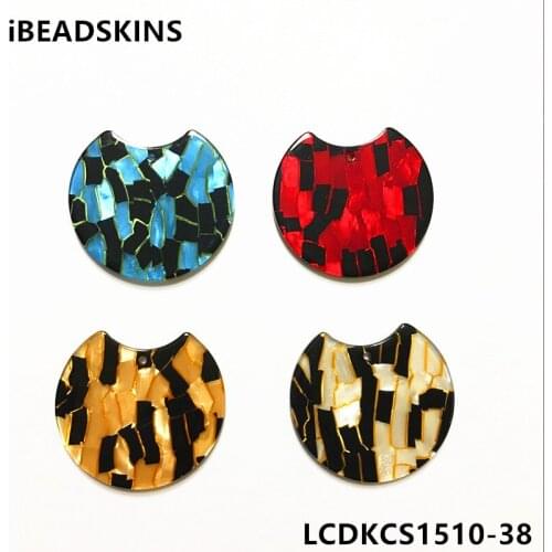 New arrival! 37x31mm 50pcs/lot round-shape acrylic Imitation marble charms for earring/Jewelry making(As shown)