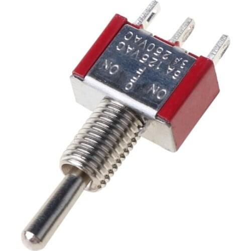 OOTDTY SPDT MTS-103 Red 3Pin ON-OFF-ON Mini 3 Position Toggle Switch AC250V 2A 120V 5A