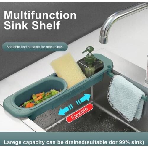 Kitchen Sink Organizer Dish Drainer Organizer for Soap Towel Rack Home Supply Kitchen Accessories Adjustable Shelf Storage Rack