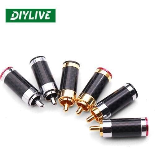 DIYLIVE Pure copper carbon fiber lotus plug audio and audio power amplifier RCA terminal 4.5/6mm small diameter AV plug