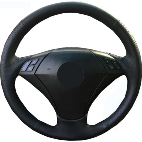 Hand Sewing Car Steering Wheel Cover Suede Carbon Fiber Leather For BMW 5 Series E60 (Sedan) 2003-2009 E61 (Touring) 2004-2009