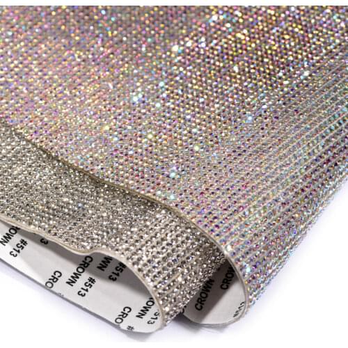 Self Adhesive Glass Rhinestone Trim Sticker Patch Sheet Crystal Stickers Beaded Mesh Applique DIY Car Phone Tablet Embellishment