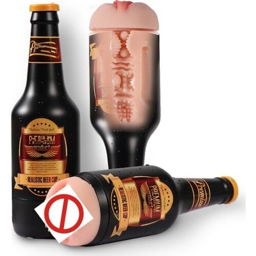 Masturbator Soft Vaginal Portable Beer Bottle Pussy anal Masturbation Cup Penis Trainer Real Vagina Sex for Men toys sex shop