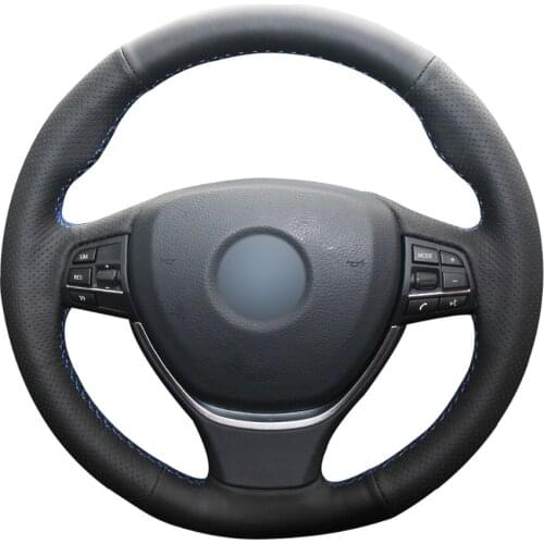 Hand-stitched Black Artificial Leather Car Steering Wheel Cover for BMW F10 2014 520i 528i 2013 2014 730Li 740Li 750Li