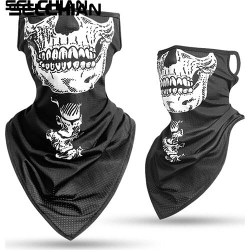 Triangle Skull Bandana Half Face Breathable Scarves Sunscren Windproof Neck Cover Gaiter Tube Scarf Ice Silk Headband Men Women