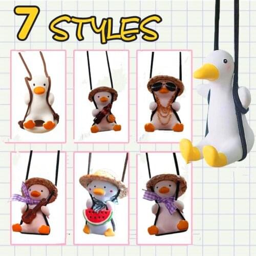 Car Interior Decoration Rearview Mirror Cute Anime Pendant Decoration Swing Little Duck For Car Products Interior Accessories