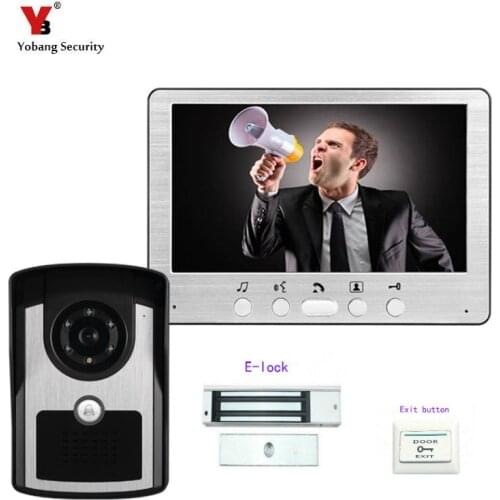 Yobang Security Freeship 7"color video door phone video intercom system wired door bell phone with IR camera hands free monitor