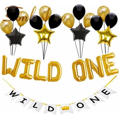 WILD ONE Birthday Party Balloon Party Foil Star Balloons For Baby Shower First Birthday Decoration Globos Air Balls