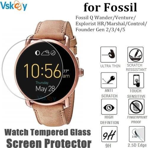 10PCS Tempered Glass for Fossil Q Wander Smart Watch Screen Protector D40mm Round Protective Film