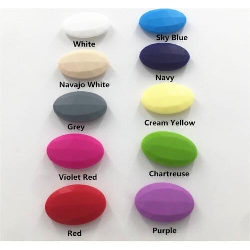 Chenkai 20pcs Silicone Ovel Flat Teether Beads DIY Baby Pacifier Dummy Nursing Jewelry Sensory Teething Toy Bead BPA Free