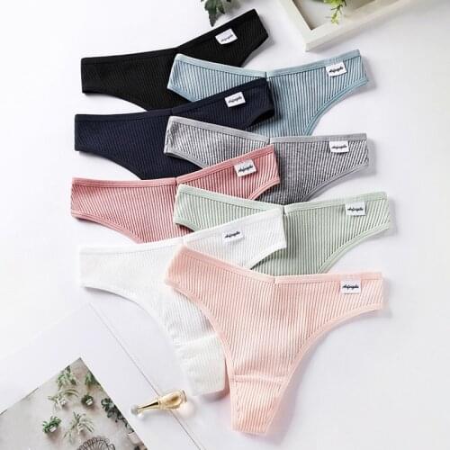 3pcs/set Womens Cotton G-string Panties Female Sexy Thong Underwear Plus Size Pantys Lingerie Seamless Breathable Underpants