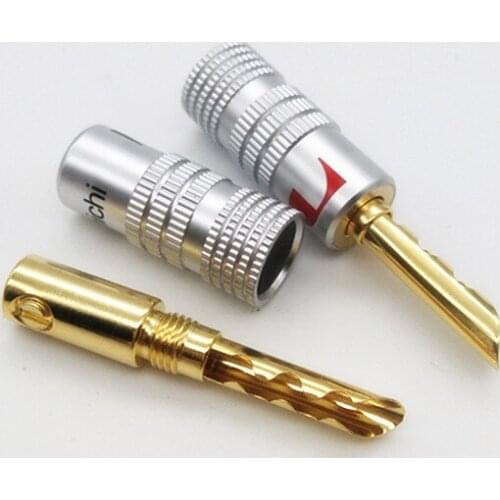 4pcs/lot Nakamichi 24K Gold Plated Copper Jagged BFA 4mm Banana Plug Male Speaker Connector For HiFi Audio