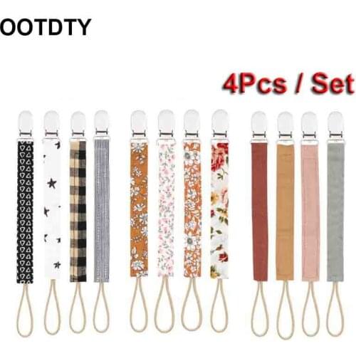 4Pcs Baby Pacifier Clip Chain Cotton Holder Pacifier Soother Clips Leash Belt Nipple Holder For Infant Feeding