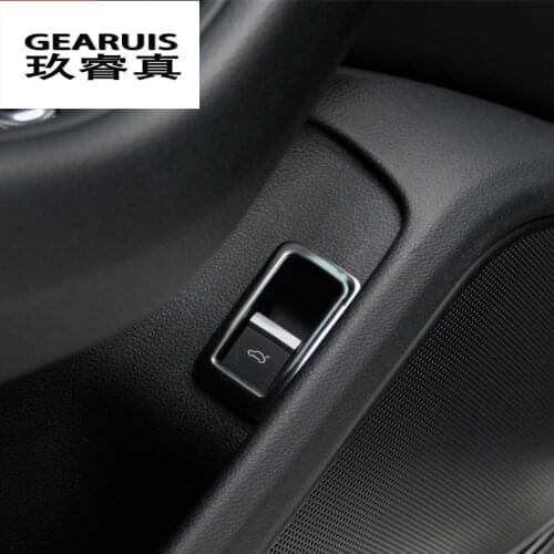 Car styling Rear Trunk Switch Control Button Decoration cover Frame Blue Black stainless steel Sticker For New Audi A4 B9 2017