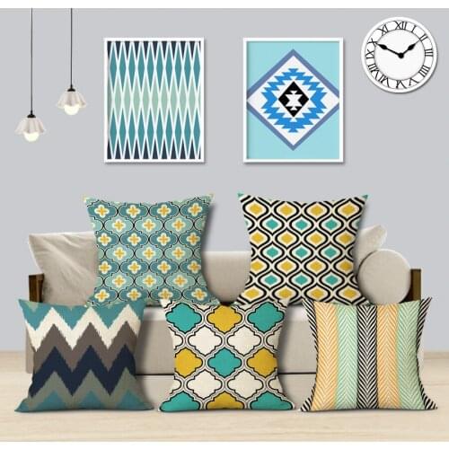 Covers for cushion Colorful Modern Geometric Print FabricArt Luxury Car Pillows Square Seat Car Decor Printed Pillow Case Cover