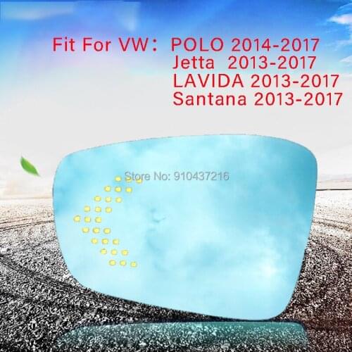 For Volkswagen VW POLO Jetta Santana 2013-2017 Demist Car Rearview Mirror Glare Proof Blue Glasses Led Lamp Heated turn single