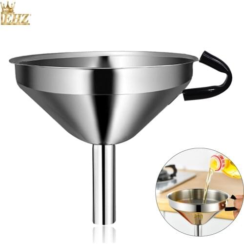 EHZ Stainless Steel Funnel Food Grade Metal Filter Funnel Filling Bottle With No Overflow Transfer Oil Spice Liquid Kitchen Tool