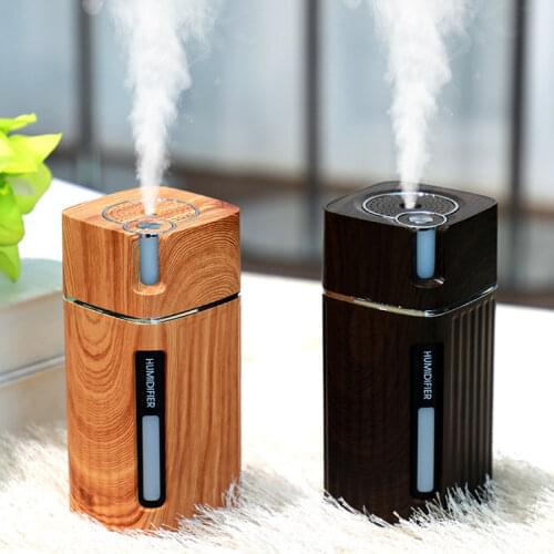 Wood Air Diffuser Portable Mini Grain Ultrasonic Car USB Aroma Humidifier Color 300ML LED Lamp Humidificador for Car Home Office