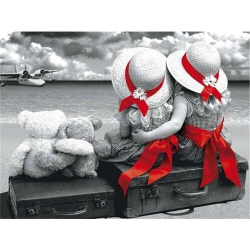 Red Umbrella Rose Flower Printed Canvas 11CT Cross Stitch Embroidery Set DMC Threads Handicraft Knitting Sewing Counted