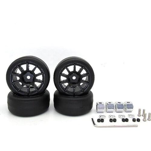 For WPL D12 RC Truck Wheel Rim Tyre Drift Tire Bald Tire M Car Tires with Adapter Model Car Modification Accessories