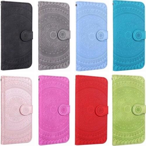 Datura Leather Wallet Case For IPhone 11 XR XS MAX X 10 7 6 5 For Samsung S10e S10 5G Note9 S9 Sunflower Flower Flip Cover 60PCS