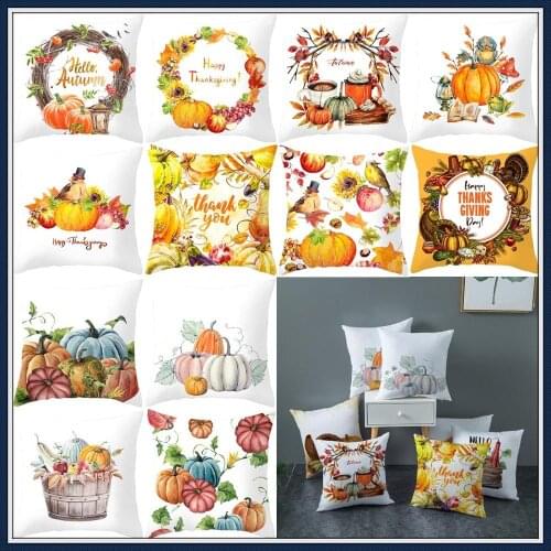 Halloween Pumpkin Fall Harvest Thanksgiving Day Linen Pillow Case Sofa Cushion Cover Home Decor