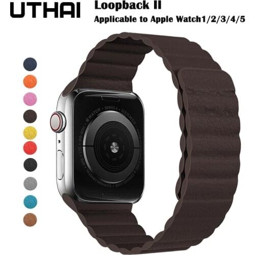 Magnetic strap for apple watch Leather loop For apple watch band 44mm 40mm Replacement iWatch series 5 4 3 2 1 watchbands