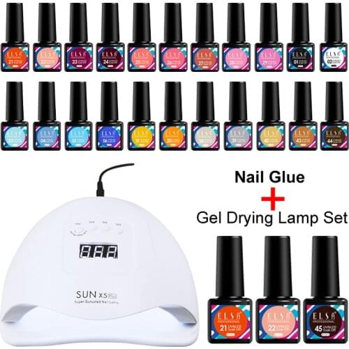 Nail Polish Glue Dryer Lamp Kit Led Uv Portable 45s/60s Timer Nail Phototherapy Lamp With Nail Polish Gel 45s Colors/Set Top Gel