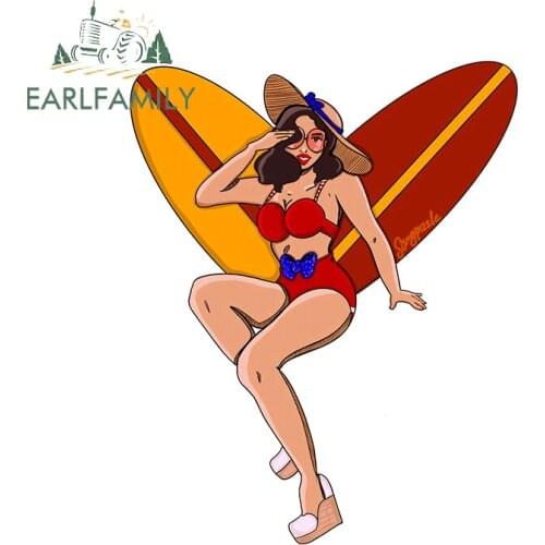 EARLFAMILY 13cm x 10.4cm For Beach Babe Car Bumper Stickers Windows Decal Occlusion Scratch Waterproof for VAN ATV Decor