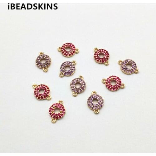 New arrival! 12x9mm 50pcs Cubic Zirconia Round shape Connectors for Earrings parts,hand Made Earrings Findings Jewelry DIY