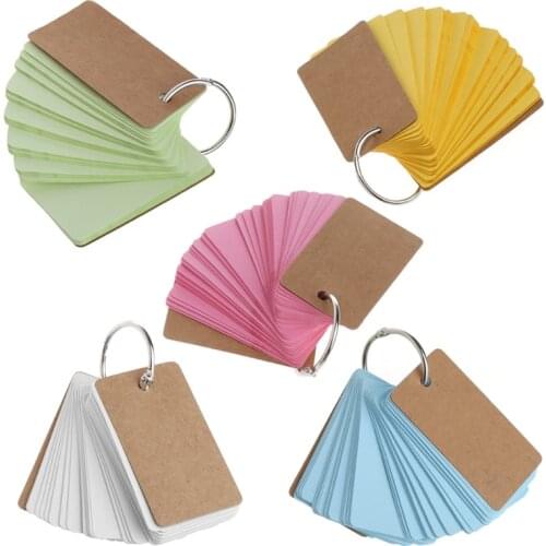Kraft Paper Binder Ring Easy Flip Flash Cards Study Memo Pads DIY Stationery
