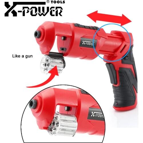 X-power Pistol Electric Screwdriver Cordless Screw Gun 3.6V Battery Rechargeable 18650 Screwdriver Kit Toy With 5pcs Bullet Bits
