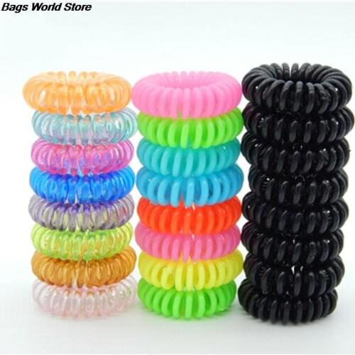 Plastic Spring Gum Clear Telephone Wire 10PCS Elastic Hair Bands For Hair Ties No Crease Coil Hair Tie Ponytail Hair Accessories