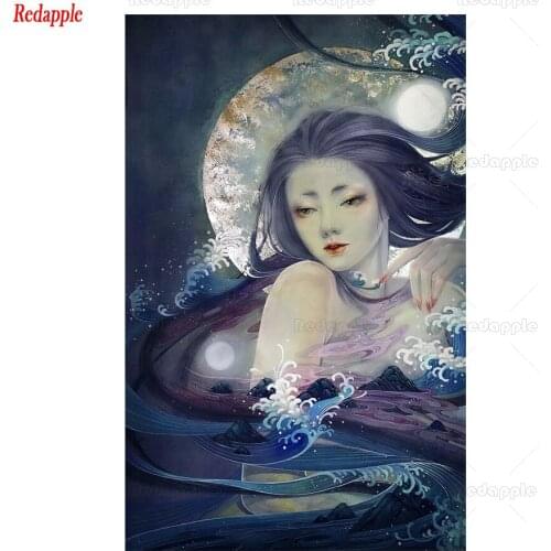 Full square diamond painting Fantasy art, retro oriental beauty, pictures for embroidery round diamond mosaic paintings wall