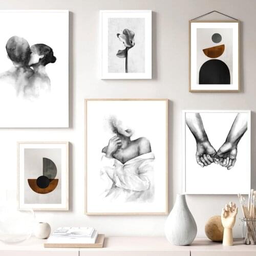 Kiss Handle Nude Art Poster Flower Botanical Nordic Posters And Prints Canvas Painting Wall Pictures for Living Room Decor