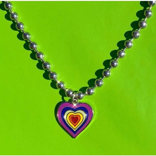 Cute Double Layer Purple Love Pattern Resin Disco Cool Earth Girls Purple Fairy Necklace