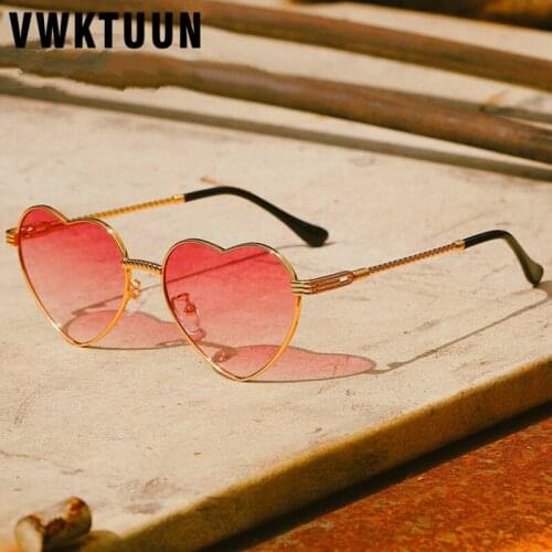 VWKTUUN Alloy Frame Sunglasses Women Men Heart Shaped Points Oversized Sun glasses For Woman Driving Driver UV400 Eyewear