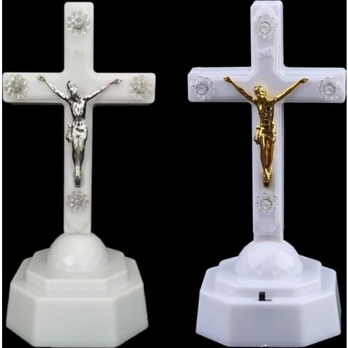 Vintage Boutique LED Light Christ Jesus Icon Cross Lamp Holy Light Devine Home Church Pray Ornaments Church Home Souvenirs