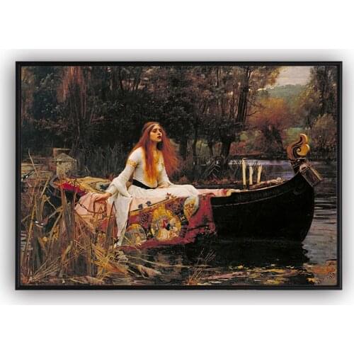 Vintage Painting Poster The Lady of Shalott John William Waterhouse Arthurian Painting Wall Art Canvas Print Picture Home Decor
