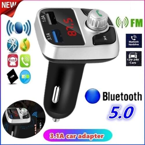 VODOOL Car Wireless Bluetooth Kit Bluetooth 5.0 FM Transmitter Dual USBC Fast Charger Car MP3 Player Handsfree Audio Receiver