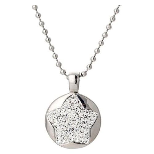High Quality Women Luxury Costume Fashion Stainless Steel Necklaces & Pendants Crystal Star Statement jewelry