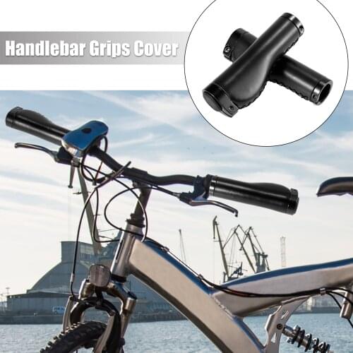 Uxcell 1 Pair Universal Handlebar Grips Cover Bar End Holding Locking Grips PU Leather For Mountain Bike Road Bicycle