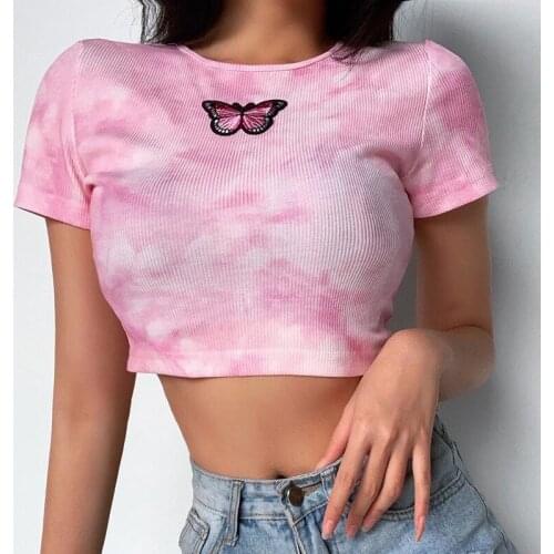 Women Summer Cute Crop Top Bandage Butterfly T Shirt Ladies Sweet Tee Shirt Femme Elegant Party Club Basic tshirt Streetwear