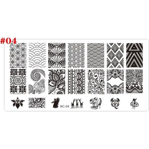 1pcs Nail Art Plate 12x6cm Nail Lace Flower DIY Nail Accessory Stainless Steel Nail Art Stamping Stamp Polish Manicure Tips BC-4