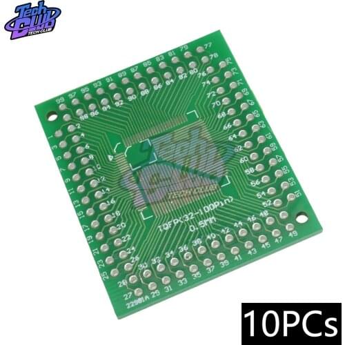 10PCs FQFP TQFP 32 44 64 80 100 LQFP to DIP Transfer Board DIP Pin Board Pitch Adapter
