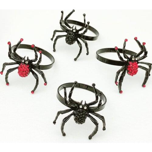 12pcs/lot Halloween Spider Napkin Ring Black Napkin Button Cloth Napkin Ring Desktop Decoration