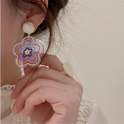 12pcs/lot Irregular Geometric Transparent Dangle Earrings Colorful Acrylic Resin Big Long Dangle Drop Statement Earrings