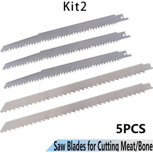 5pcs Reciprocating Saw Blade Stainless Steel Hand Saw Blade For Cutting Frozen Meat, Bone, Ice, Wood 3pcs 240mm+2pcs 300mm