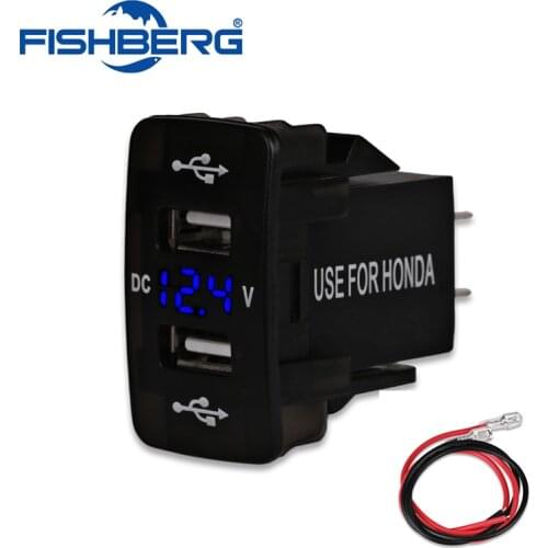 Car 4.2A Dual USB LED Charger Socket Voltage Voltmeter Panel LED Display Universal Car Charger 3 Color For Honda